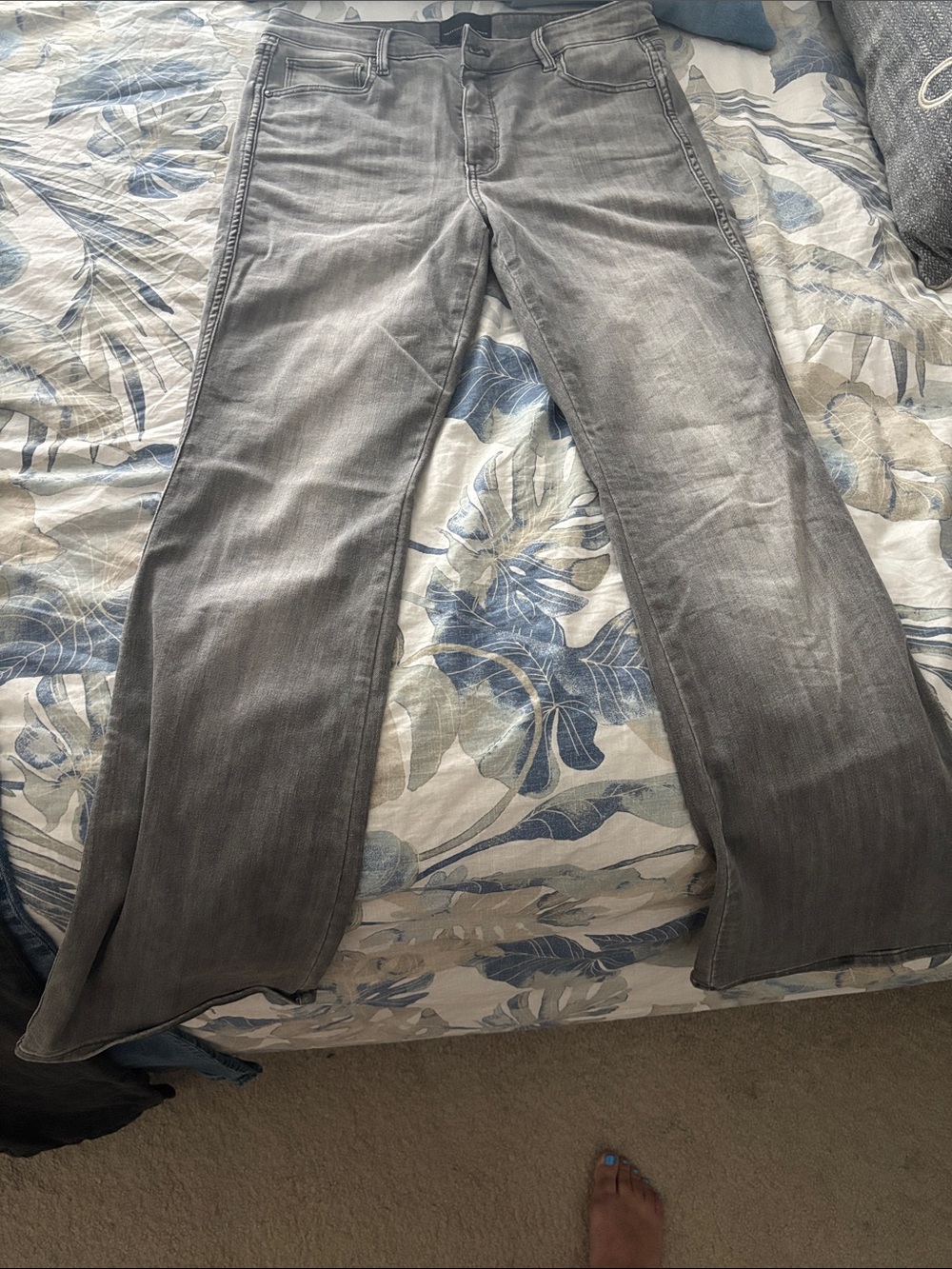 White House Black Market Gray Wide-Leg Jeans
